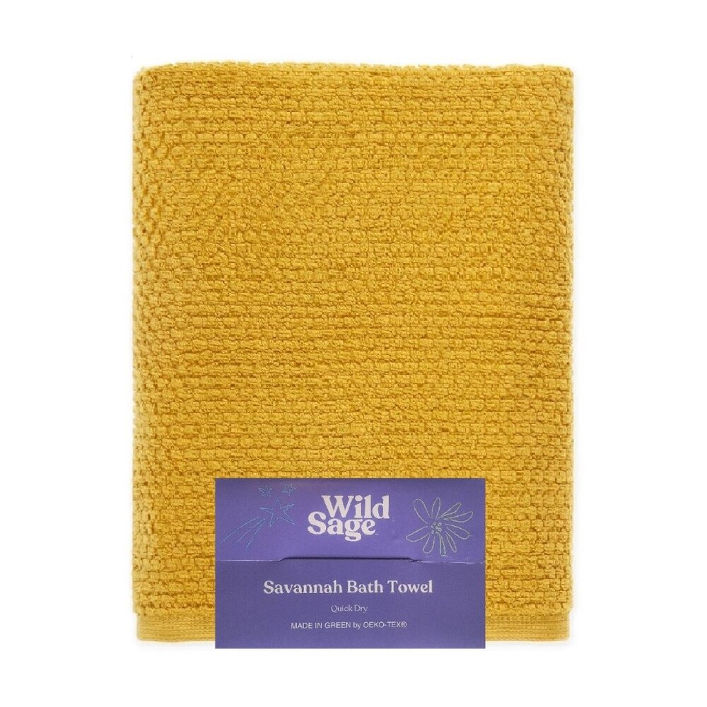 new YOLK YELLOW Wild Sage Savannah Quick Dry 90% Cotton 30" x 54" BATH Towel